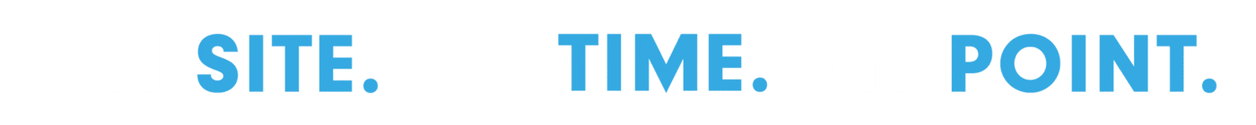 Text: On site, on time, on point.